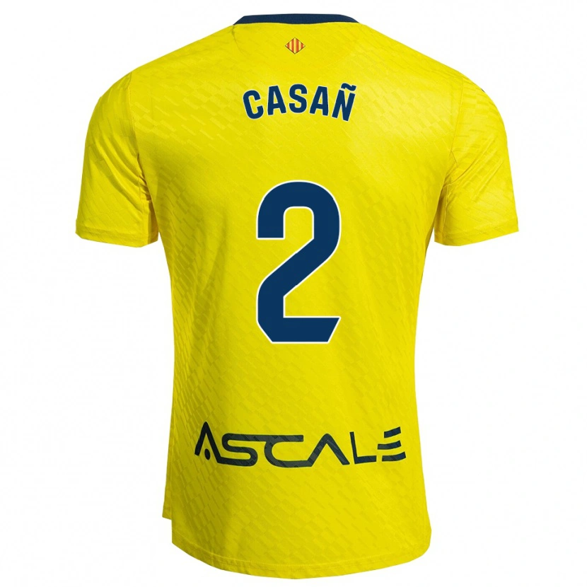 Danxen Enfant Maillot Jorge Casañ #2 Jaune Marine Tenues Domicile 2025/26 T-Shirt