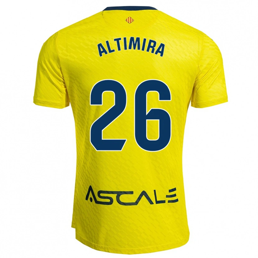 Danxen Enfant Maillot Adrià Altimira #26 Jaune Marine Tenues Domicile 2025/26 T-Shirt