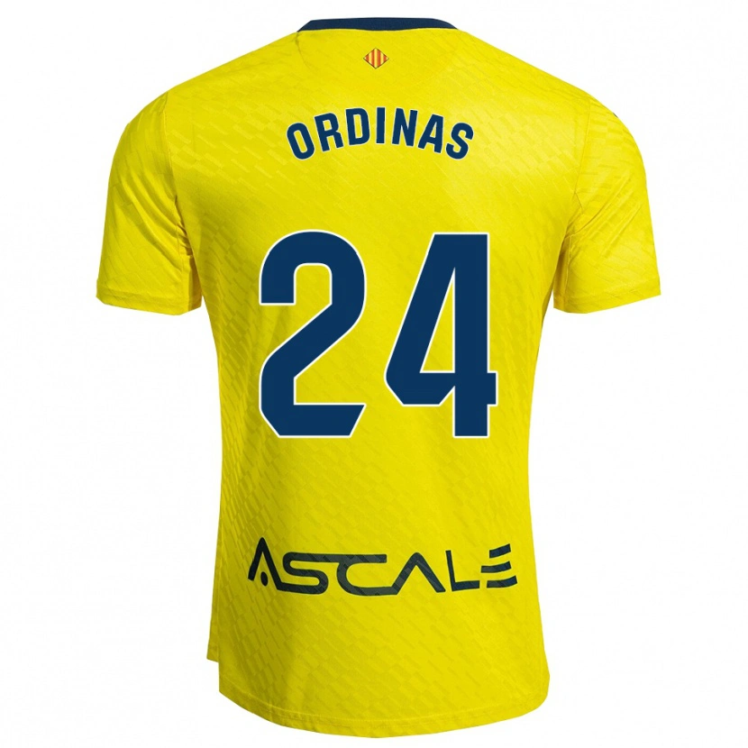 Danxen Enfant Maillot Andreu Ordinas #24 Jaune Marine Tenues Domicile 2025/26 T-Shirt