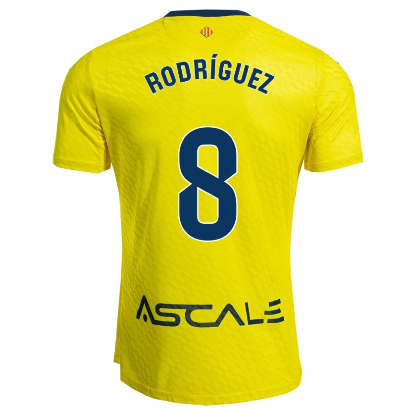 Danxen Enfant Maillot Unai Rodríguez #8 Jaune Marine Tenues Domicile 2025/26 T-Shirt