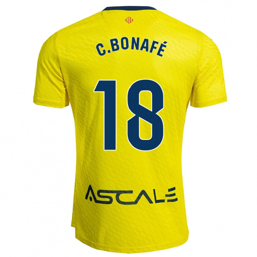 Danxen Enfant Maillot César Bonafé #18 Jaune Marine Tenues Domicile 2025/26 T-Shirt