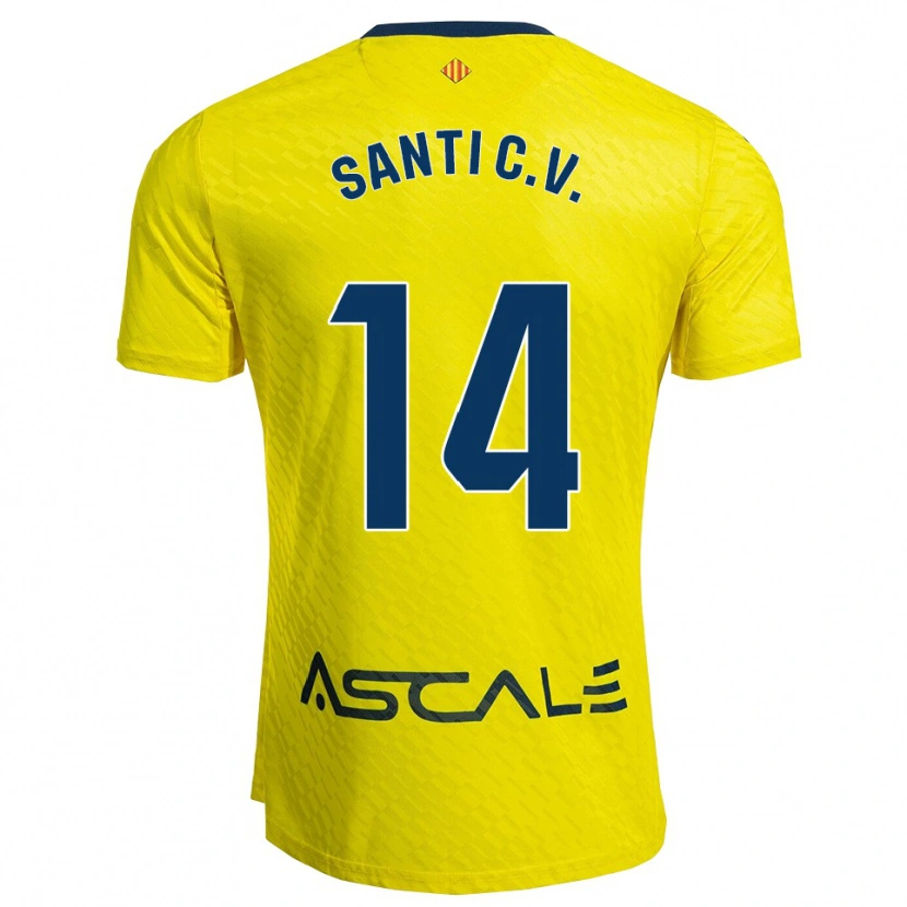 Danxen Enfant Maillot Santi Comesaña #14 Jaune Marine Tenues Domicile 2025/26 T-Shirt
