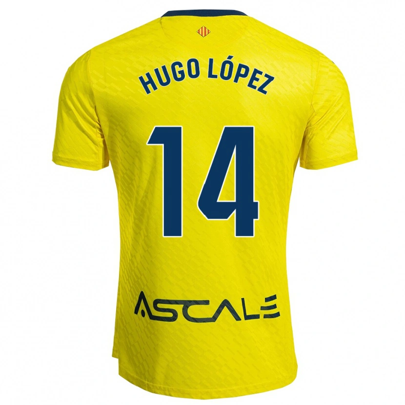 Danxen Enfant Maillot Hugo López #14 Jaune Marine Tenues Domicile 2025/26 T-Shirt