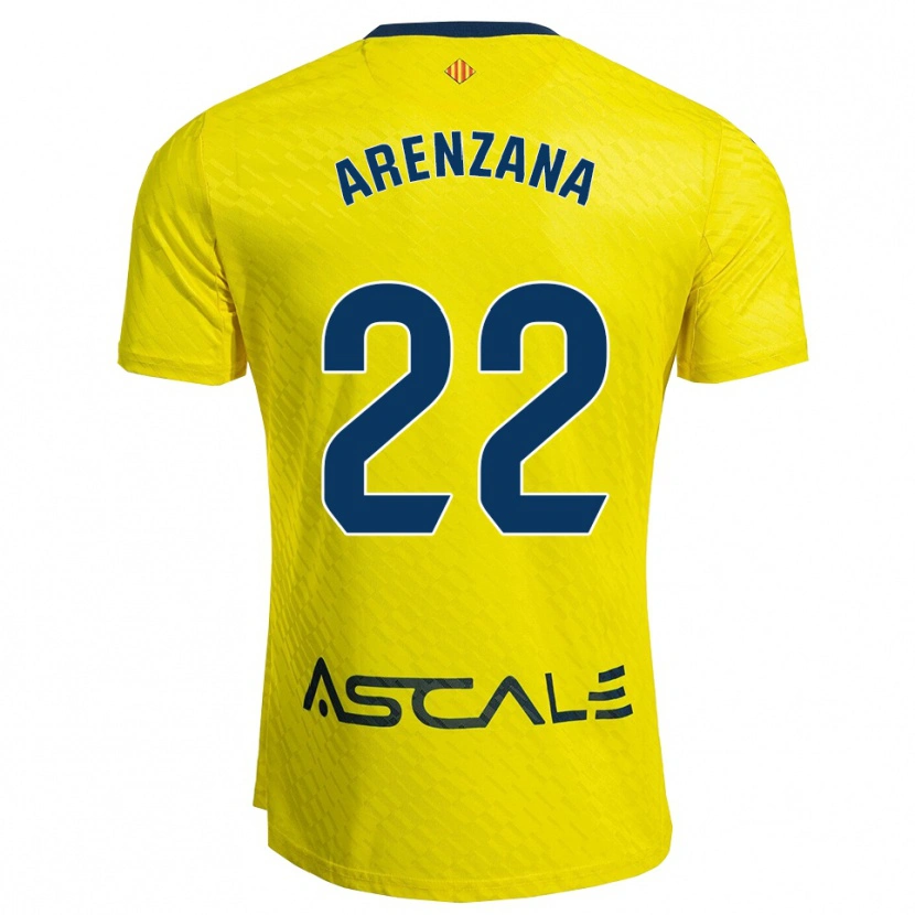 Danxen Enfant Maillot Pablo Arenzana #22 Jaune Marine Tenues Domicile 2025/26 T-Shirt