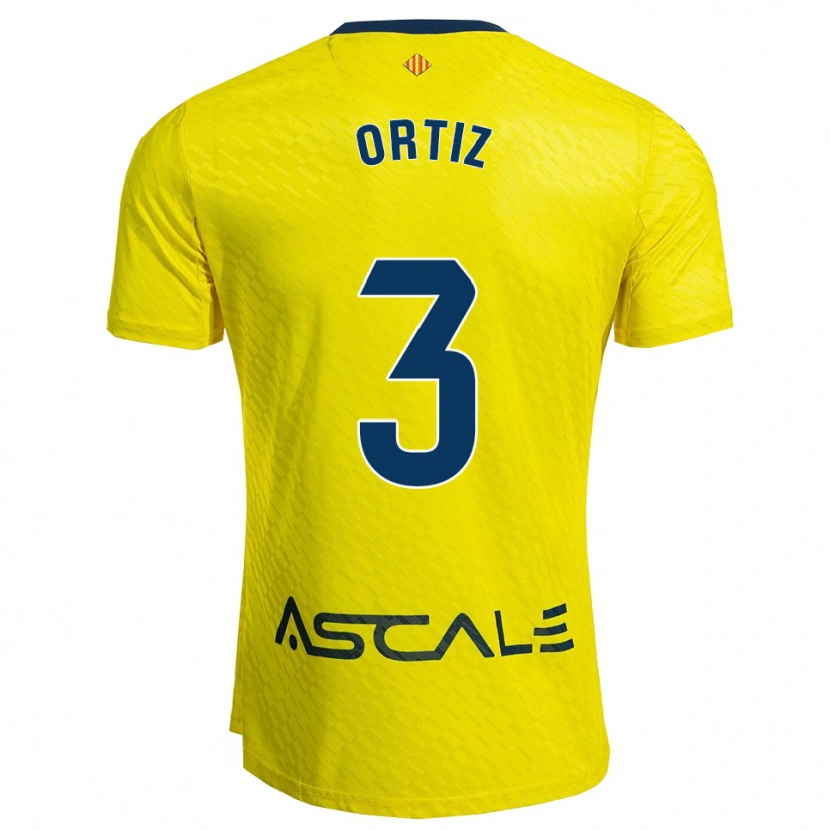 Danxen Enfant Maillot Eneko Ortiz #3 Jaune Marine Tenues Domicile 2025/26 T-Shirt