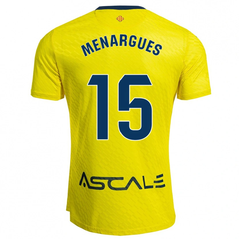 Danxen Enfant Maillot Joseda Menargues #15 Jaune Marine Tenues Domicile 2025/26 T-Shirt
