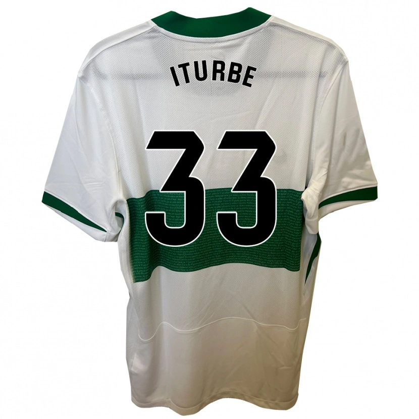 Danxen Enfant Maillot Alejandro Iturbe #33 Blanc Vert Tenues Domicile 2025/26 T-Shirt