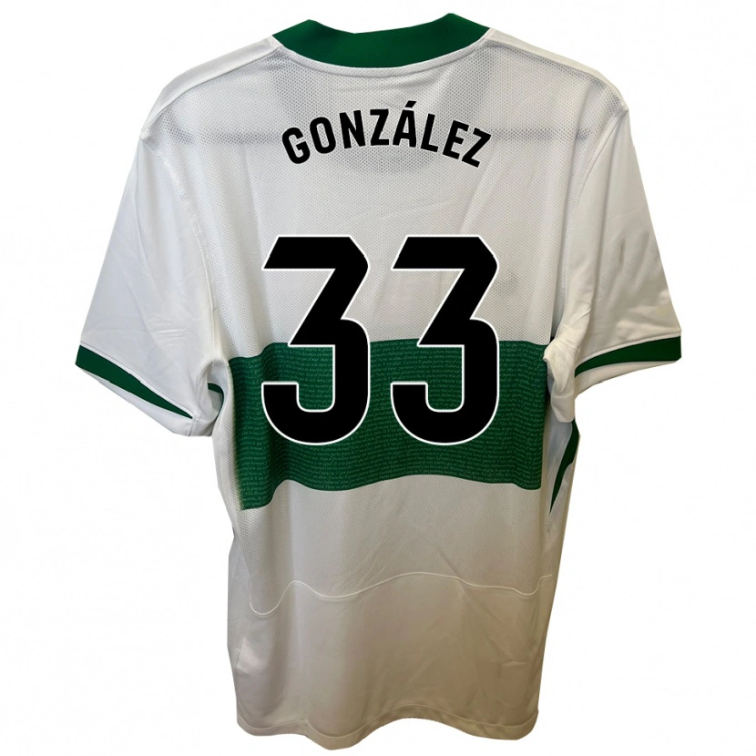 Danxen Enfant Maillot Nico González #33 Blanc Vert Tenues Domicile 2025/26 T-Shirt