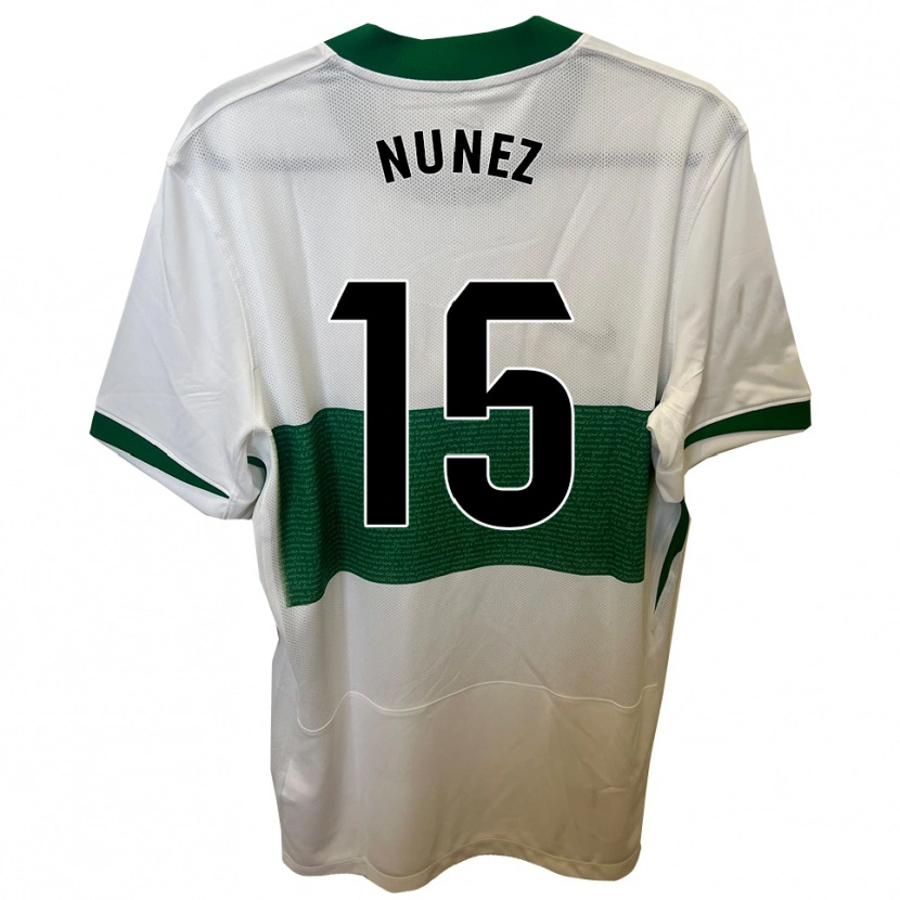 Danxen Enfant Maillot Álvaro Núñez #15 Blanc Vert Tenues Domicile 2025/26 T-Shirt