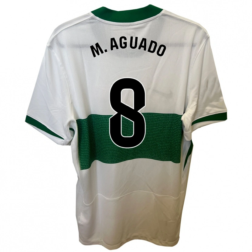 Danxen Enfant Maillot Marc Aguado #8 Blanc Vert Tenues Domicile 2025/26 T-Shirt