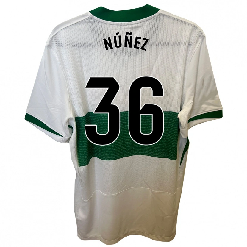 Danxen Enfant Maillot Rafa Núñez #36 Blanc Vert Tenues Domicile 2025/26 T-Shirt