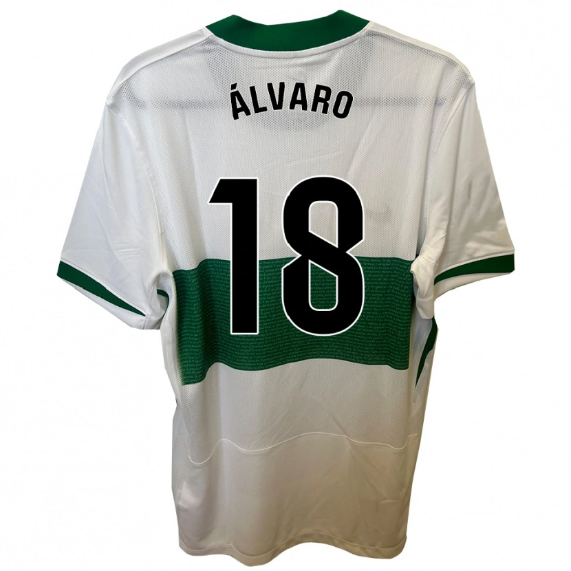 Danxen Enfant Maillot Álvaro Rodríguez #18 Blanc Vert Tenues Domicile 2025/26 T-Shirt