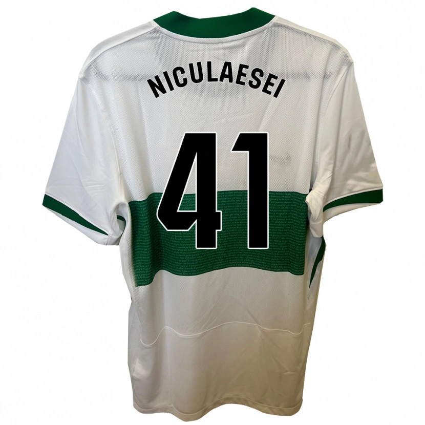 Danxen Enfant Maillot Albert Niculăesei #41 Blanc Vert Tenues Domicile 2025/26 T-Shirt
