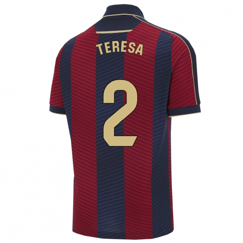 Danxen Enfant Maillot Teresa Mérida #2 Rouge Marine Tenues Domicile 2025/26 T-Shirt