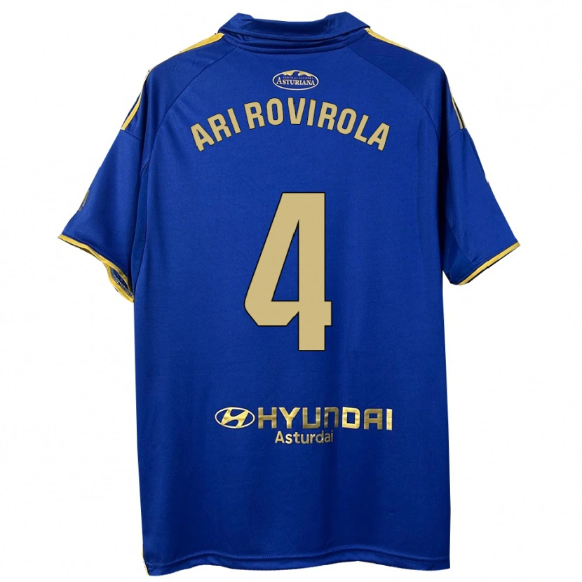 Danxen Enfant Maillot Ari Rovirola #4 Bleu Or Tenues Domicile 2025/26 T-Shirt
