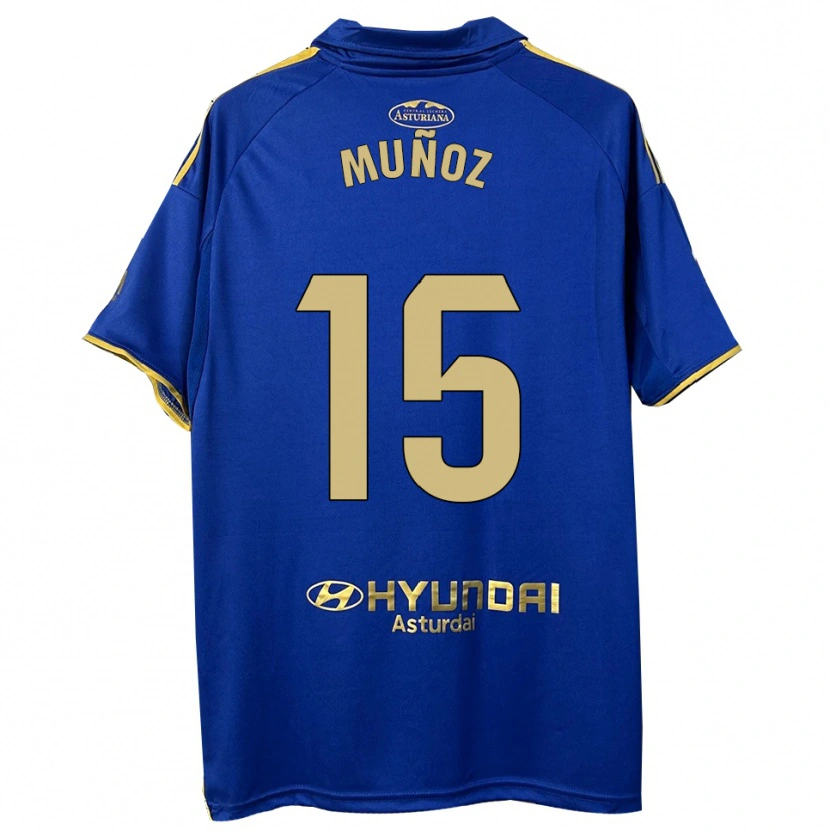 Danxen Enfant Maillot Curro Muñoz #15 Bleu Or Tenues Domicile 2025/26 T-Shirt