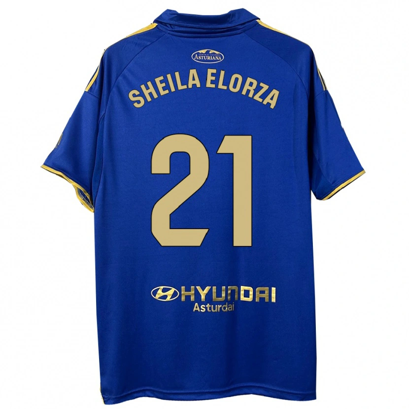 Danxen Enfant Maillot Sheila Elorza #21 Bleu Or Tenues Domicile 2025/26 T-Shirt