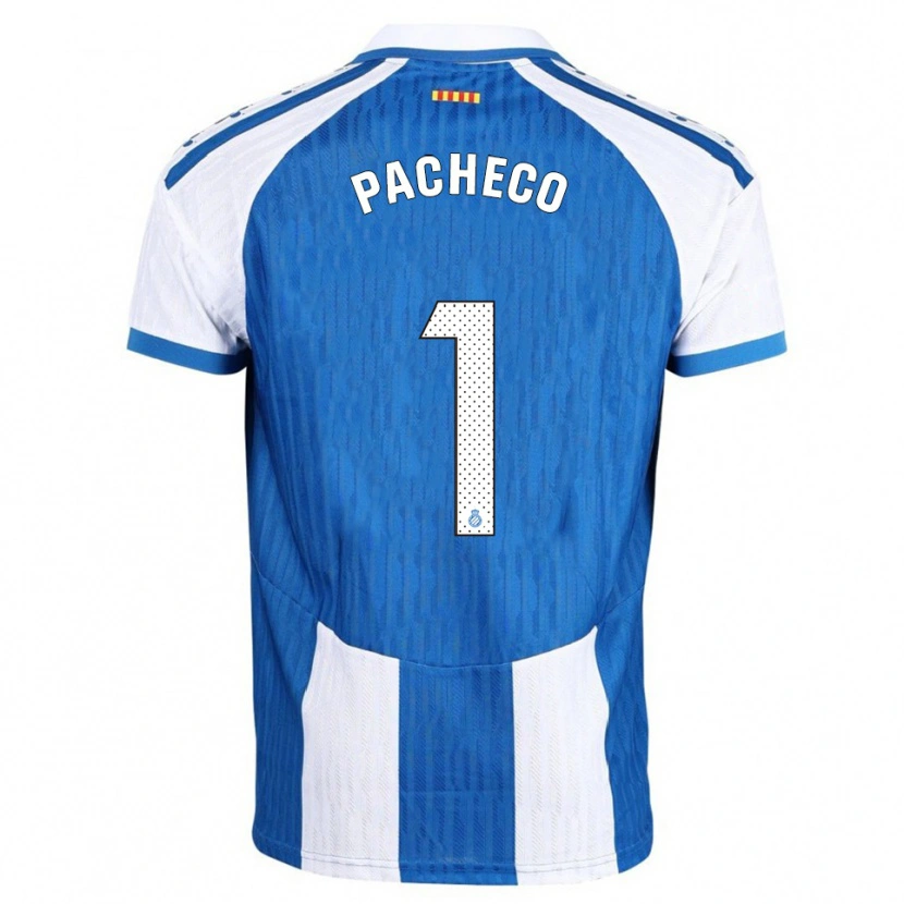 Danxen Enfant Maillot Álvaro Pacheco #1 Bleu Blanc Tenues Domicile 2025/26 T-Shirt