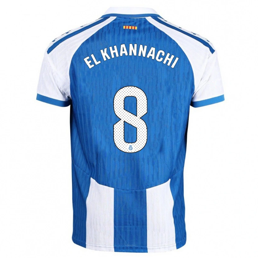 Danxen Enfant Maillot Youssef El Khannachi #8 Bleu Blanc Tenues Domicile 2025/26 T-Shirt