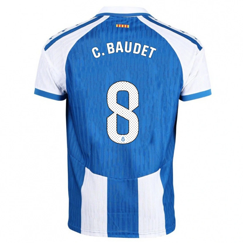 Danxen Enfant Maillot Cristina Baudet Lucena #8 Bleu Blanc Tenues Domicile 2025/26 T-Shirt