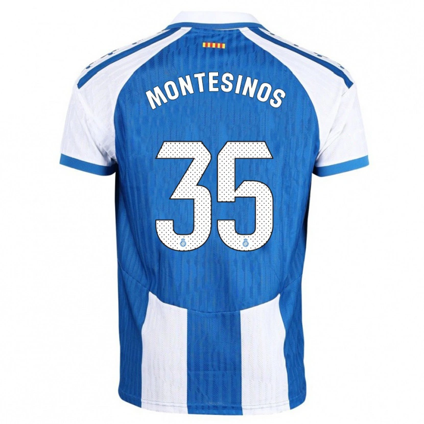Danxen Enfant Maillot Pol Montesinos #35 Bleu Blanc Tenues Domicile 2025/26 T-Shirt