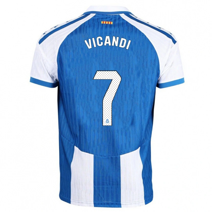 Danxen Enfant Maillot Aimar Vicandi #7 Bleu Blanc Tenues Domicile 2025/26 T-Shirt