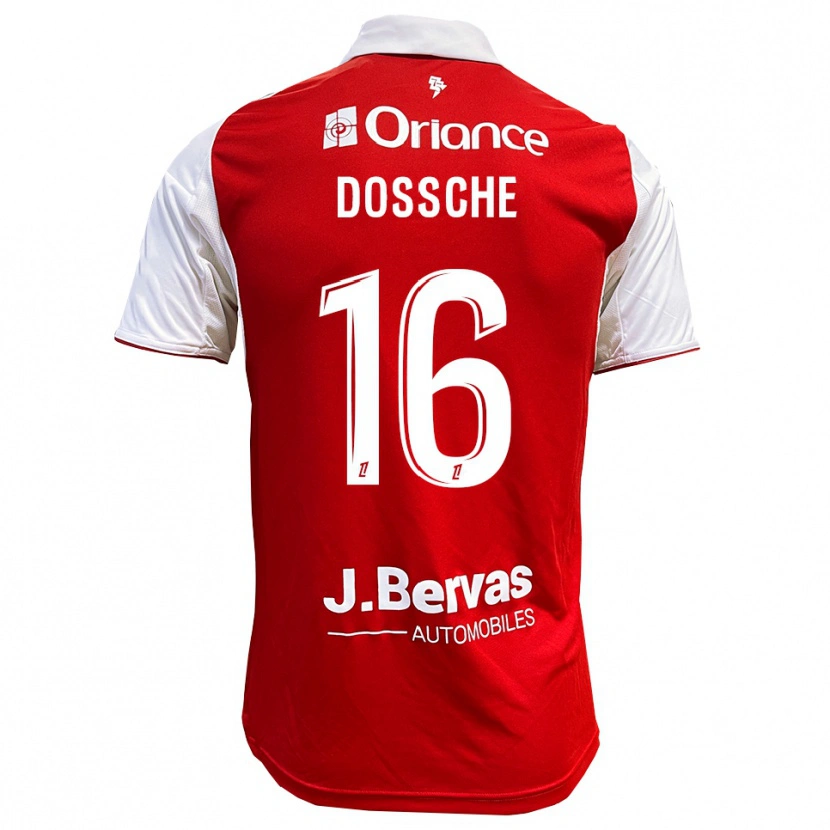 Danxen Enfant Maillot Marvin Dossche #16 Rouge Blanc Tenues Domicile 2025/26 T-Shirt