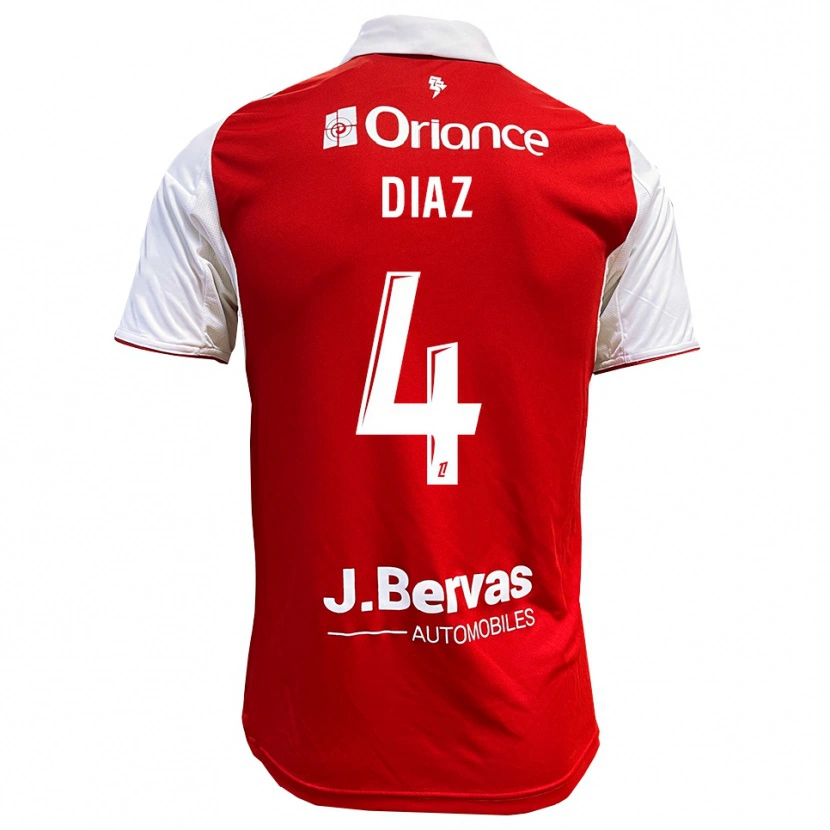 Danxen Enfant Maillot Junior Diaz #4 Rouge Blanc Tenues Domicile 2025/26 T-Shirt