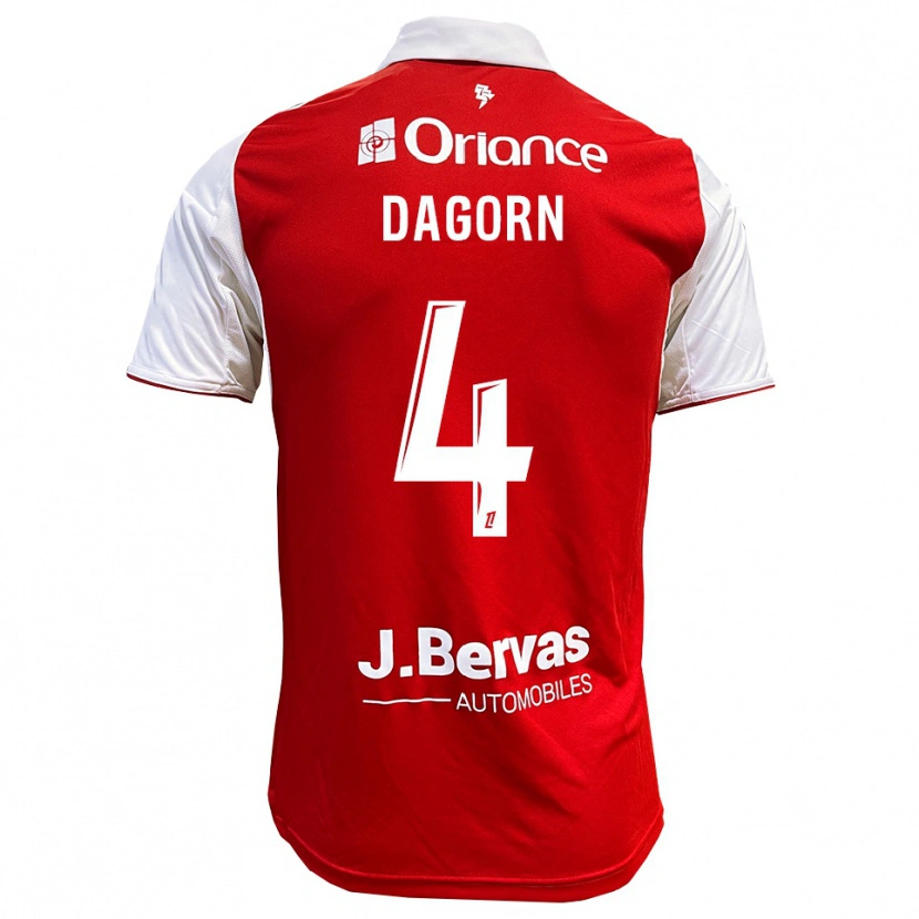 Danxen Enfant Maillot Maxime Dagorn #4 Rouge Blanc Tenues Domicile 2025/26 T-Shirt