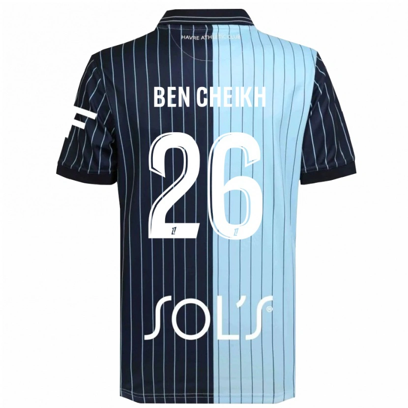 Danxen Enfant Maillot Ayman Ben Cheikh #26 Marine Bleu Ciel Tenues Domicile 2025/26 T-Shirt