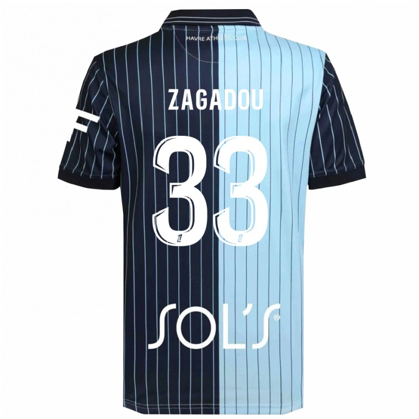 Danxen Enfant Maillot Stephan Zagadou #33 Marine Bleu Ciel Tenues Domicile 2025/26 T-Shirt