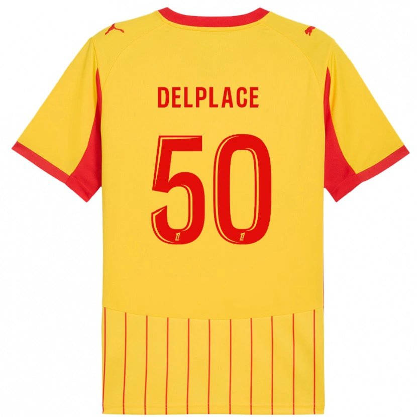 Danxen Enfant Maillot Adam Delplace #50 Jaune Rouge Tenues Domicile 2025/26 T-Shirt