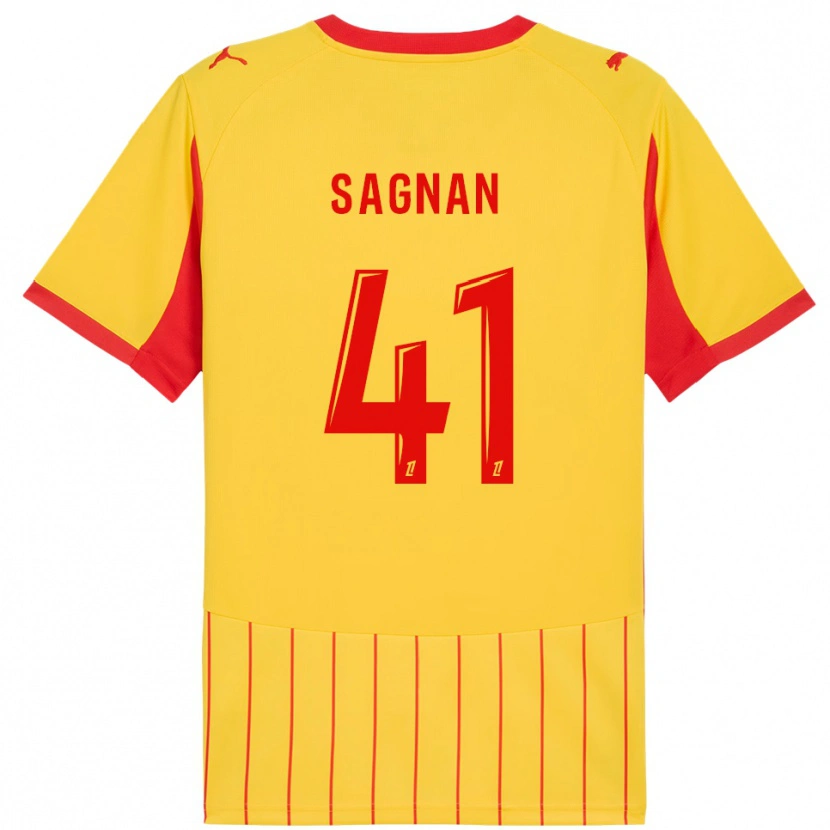 Danxen Enfant Maillot Souleymane Sagnan #41 Jaune Rouge Tenues Domicile 2025/26 T-Shirt