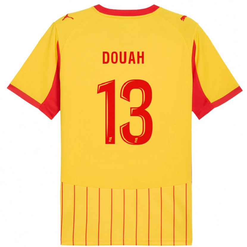 Danxen Enfant Maillot Chemssedine Douah #13 Jaune Rouge Tenues Domicile 2025/26 T-Shirt