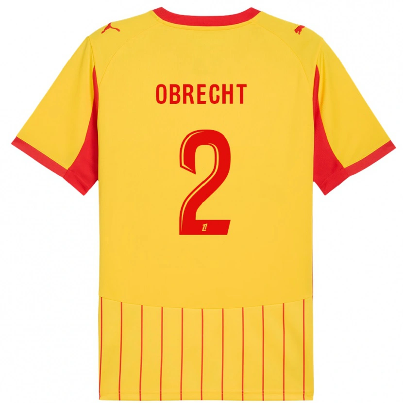 Danxen Enfant Maillot Laura Obrecht #2 Jaune Rouge Tenues Domicile 2025/26 T-Shirt