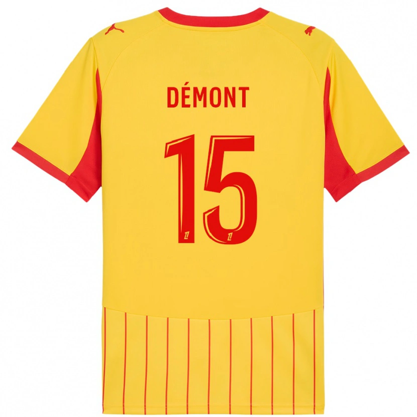 Danxen Enfant Maillot Ange Démont #15 Jaune Rouge Tenues Domicile 2025/26 T-Shirt