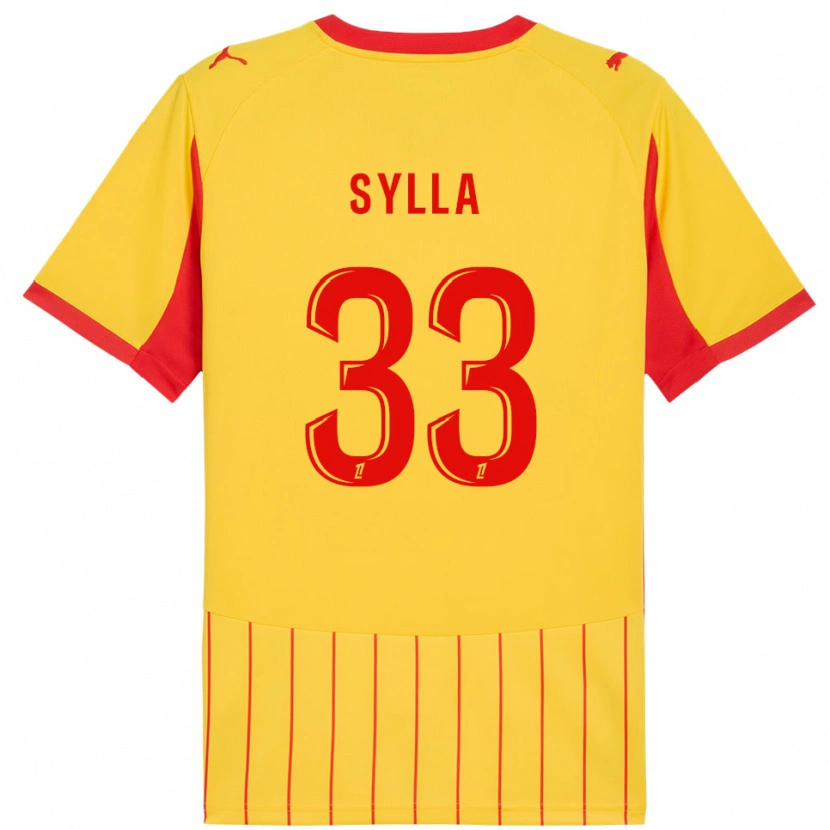 Danxen Enfant Maillot Fodé Sylla #33 Jaune Rouge Tenues Domicile 2025/26 T-Shirt