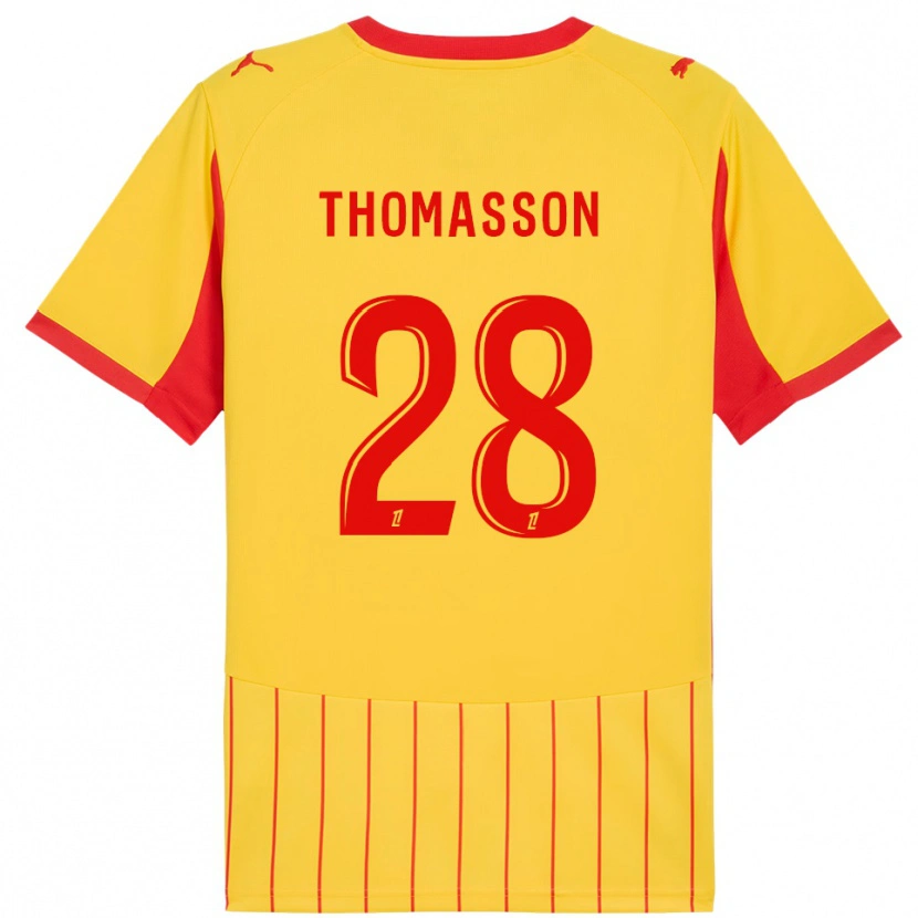 Danxen Enfant Maillot Adrien Thomasson #28 Jaune Rouge Tenues Domicile 2025/26 T-Shirt