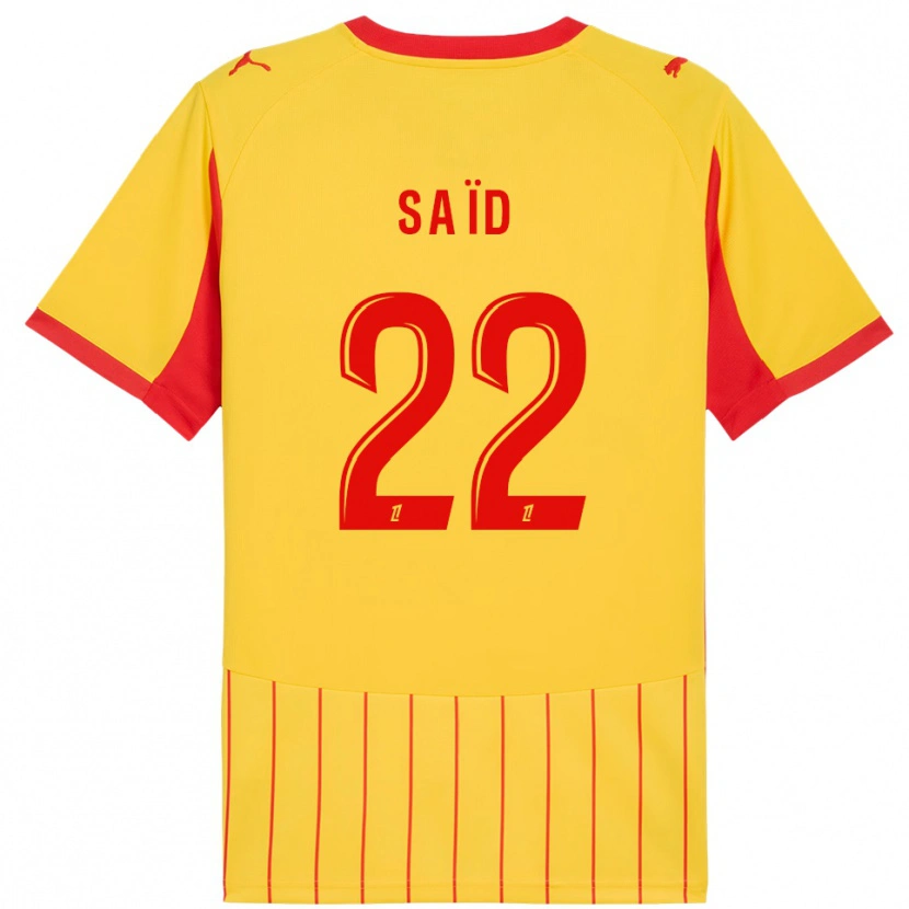 Danxen Enfant Maillot Wesley Saïd #22 Jaune Rouge Tenues Domicile 2025/26 T-Shirt