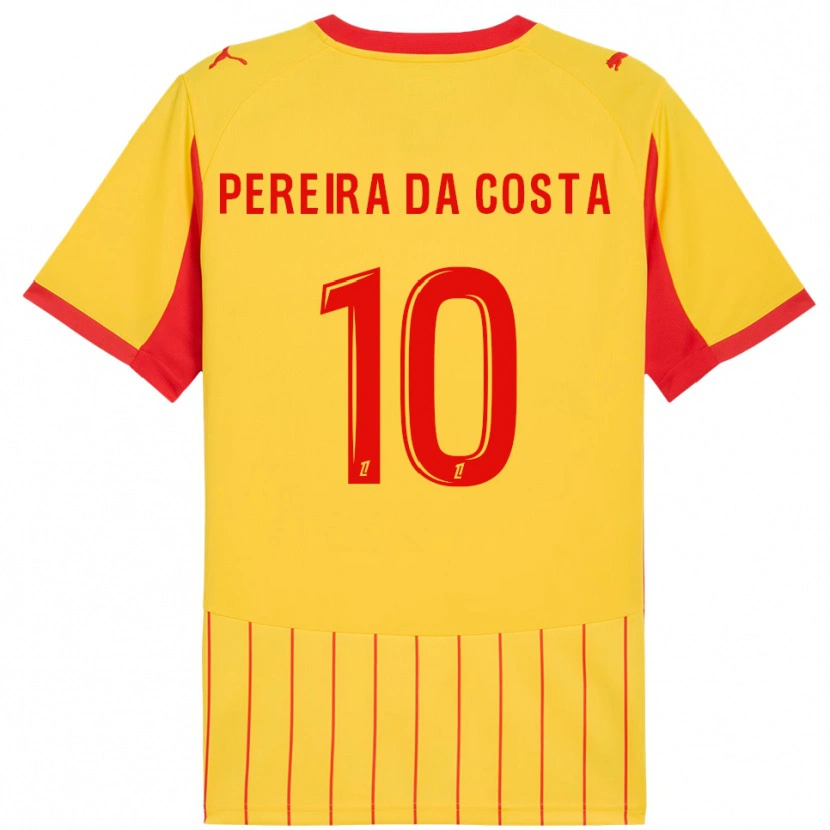 Danxen Enfant Maillot David Pereira Da Costa #10 Jaune Rouge Tenues Domicile 2025/26 T-Shirt