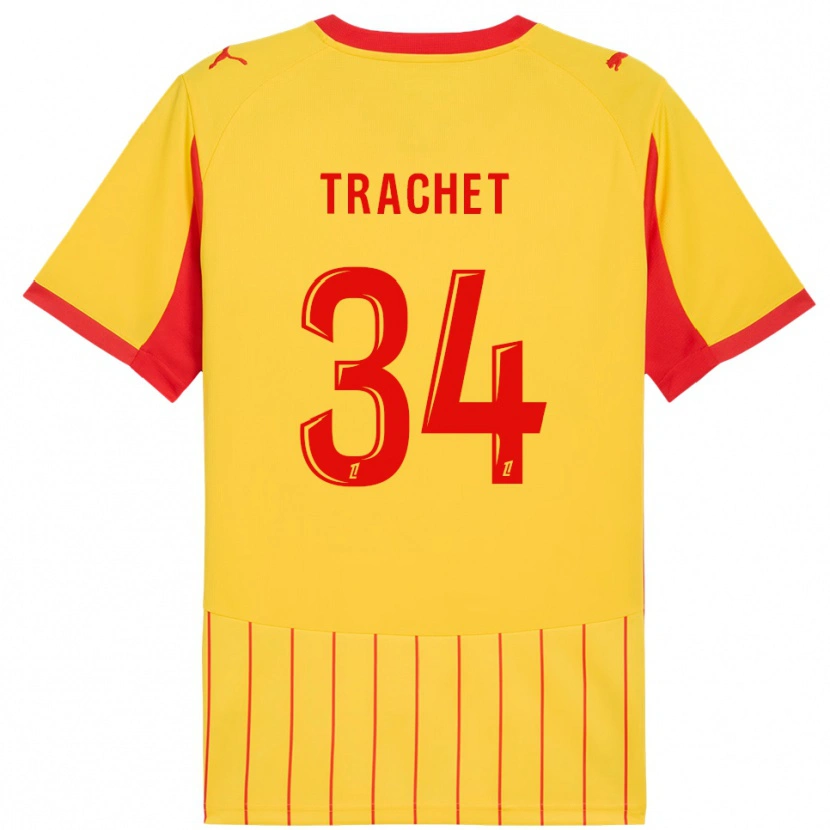 Danxen Enfant Maillot Amélie Trachet #34 Jaune Rouge Tenues Domicile 2025/26 T-Shirt