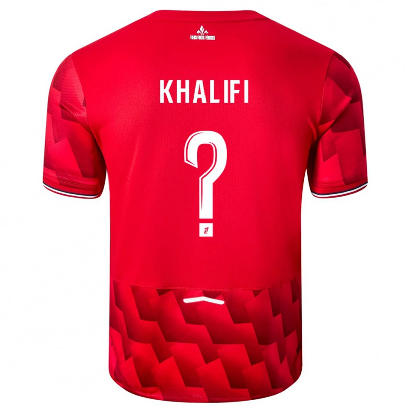 Danxen Enfant Maillot Yassine Khalifi #0 Rouge Blanc Tenues Domicile 2025/26 T-Shirt