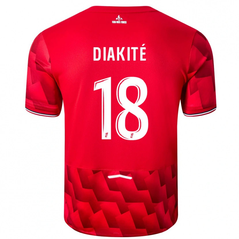 Danxen Enfant Maillot Bafodé Diakité #18 Rouge Blanc Tenues Domicile 2025/26 T-Shirt