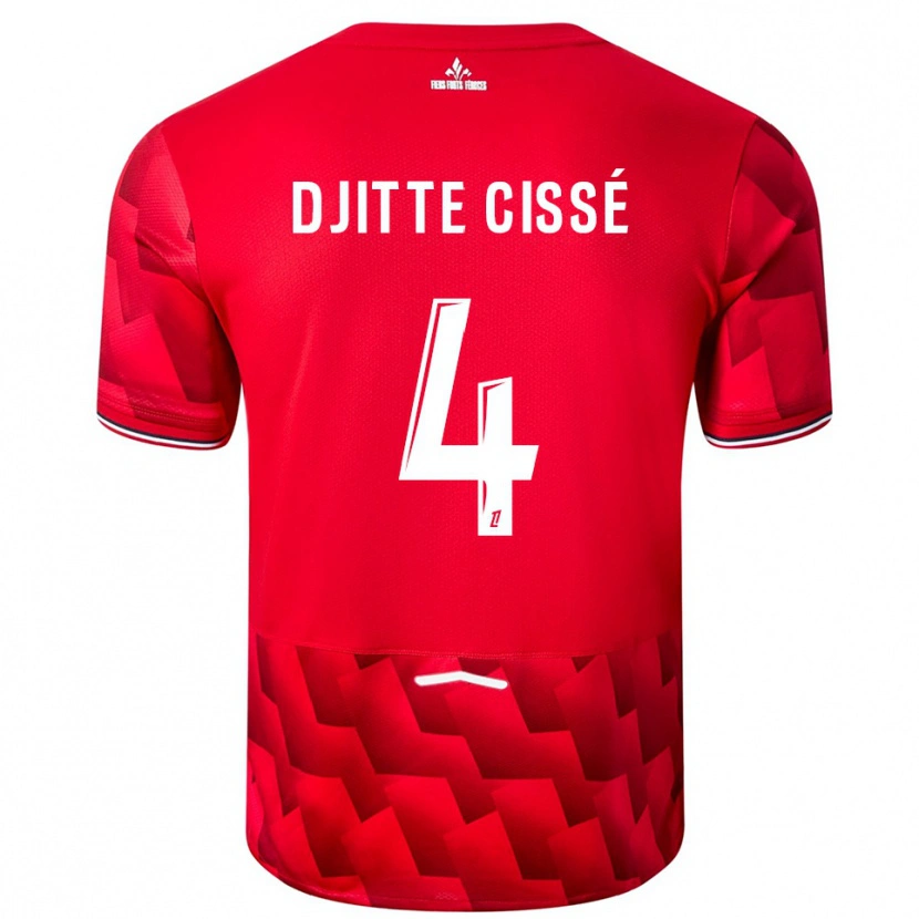 Danxen Enfant Maillot Babacar Djitte Cissé #4 Rouge Blanc Tenues Domicile 2025/26 T-Shirt