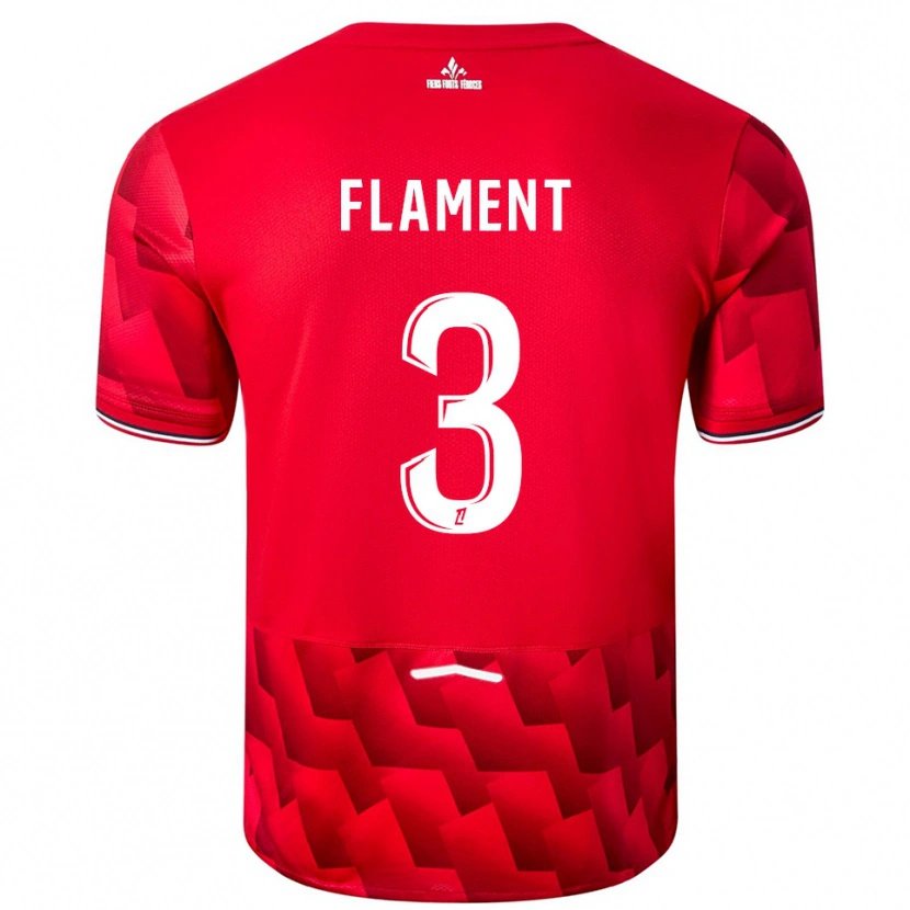 Danxen Enfant Maillot Corentin Flament #3 Rouge Blanc Tenues Domicile 2025/26 T-Shirt
