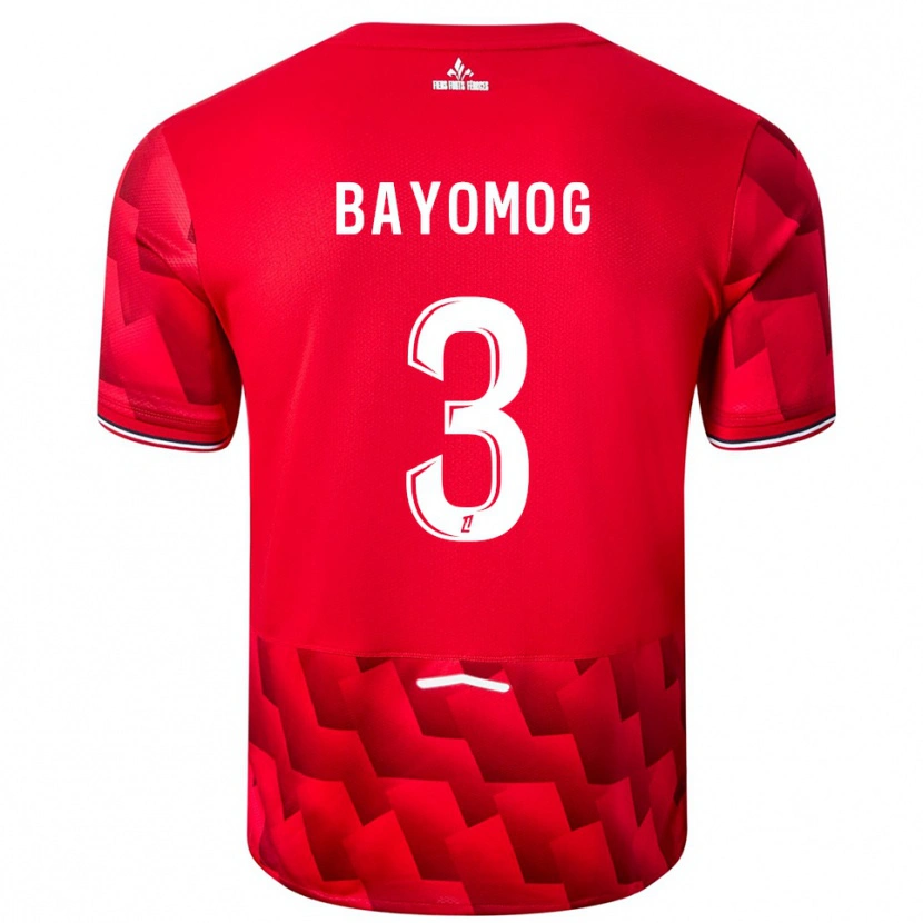 Danxen Enfant Maillot Hugo Bayomog #3 Rouge Blanc Tenues Domicile 2025/26 T-Shirt