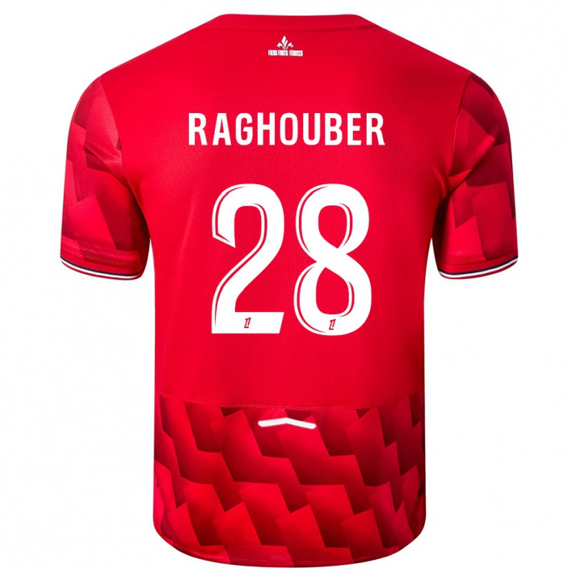 Danxen Enfant Maillot Ugo Raghouber #28 Rouge Blanc Tenues Domicile 2025/26 T-Shirt