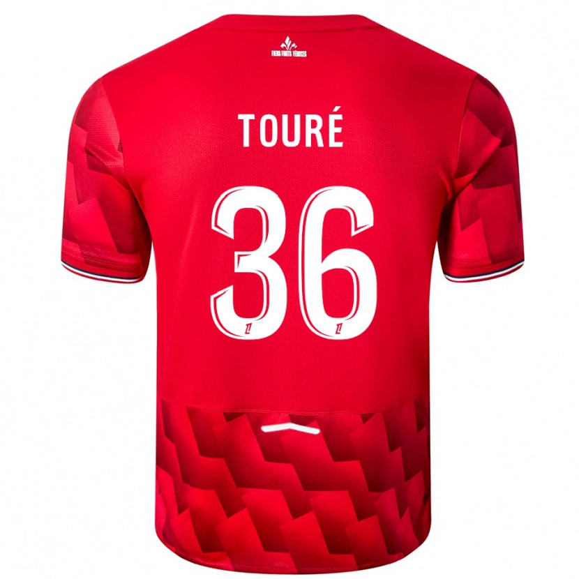 Danxen Enfant Maillot Ousmane Touré #36 Rouge Blanc Tenues Domicile 2025/26 T-Shirt