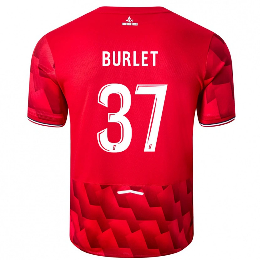 Danxen Enfant Maillot Vincent Burlet #37 Rouge Blanc Tenues Domicile 2025/26 T-Shirt