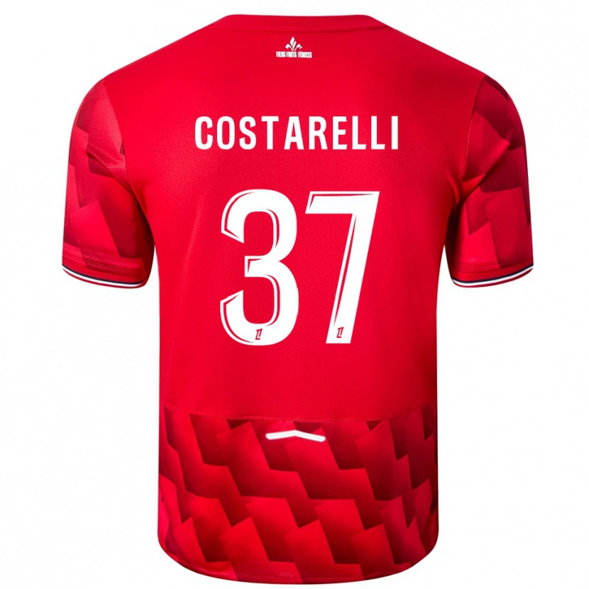 Danxen Enfant Maillot Morgan Costarelli #37 Rouge Blanc Tenues Domicile 2025/26 T-Shirt